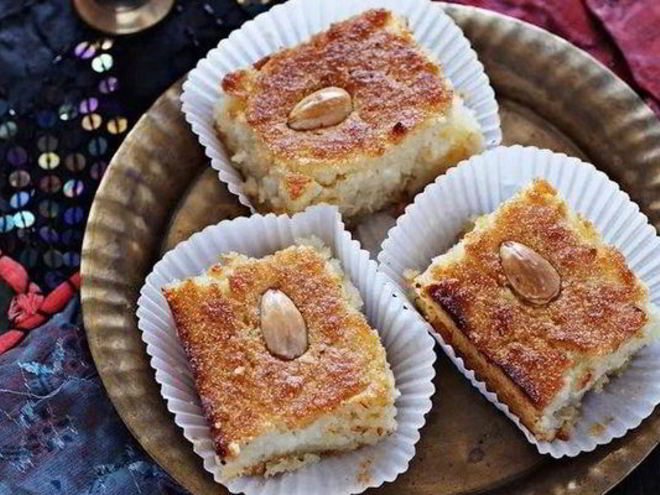 Рецепт арабской сладости басбуса с миндалем