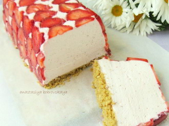 Рецепт клубничного творожно-сливочный десерт