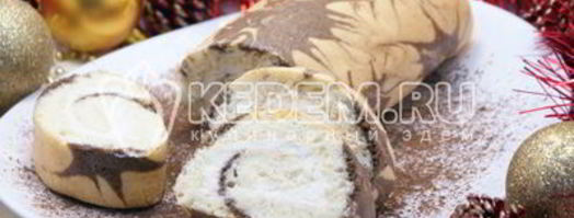 бисквитный рулет с кремом новогодний салют. Шаг 17