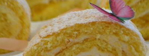 бисквитный рулет с манго и сметанным кремом. Шаг 8