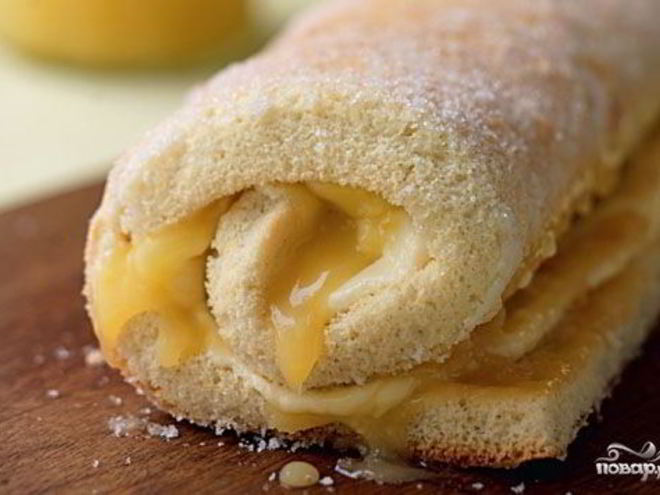 Рецепт бисквитного рулета с заварным кремом