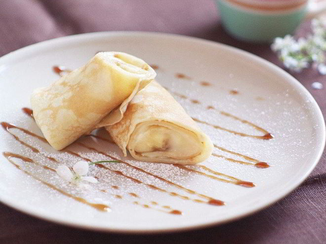 Рецепт блинчиков с банановой начинкой и заварным кремом