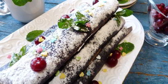 Черничные блинчики с кремом из маскарпоне