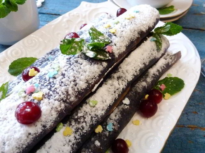 Рецепт черничных блинчиков с кремом из маскарпоне