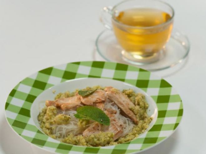 Рецепт фунчозы с кремом из цукини и курицей