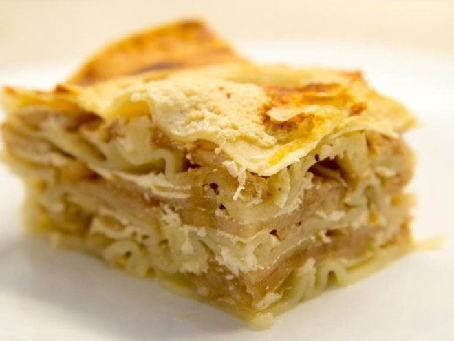 Рецепт лазаний с яблоками и творожным кремом