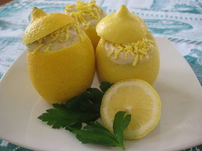 Рецепт лимонов, фаршированных кремом из тунца