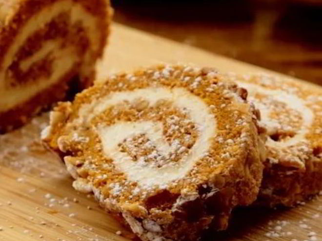 Рецепт тыквенного бисквитного рулета кремом