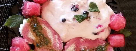 пюре-мороженое с желе из хрена и яблок под медово-мятным соусом. Шаг 3