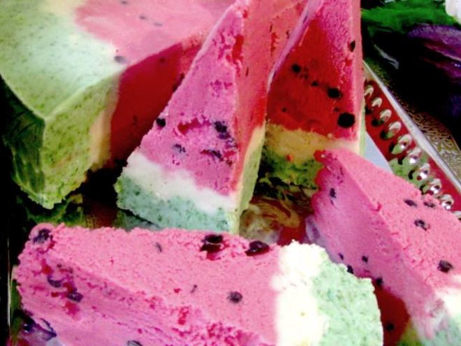 Рецепт торта-мороженого арбуз