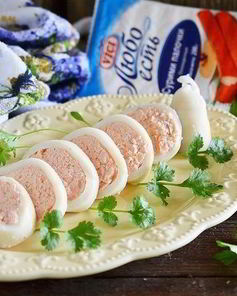 Кальмар, фаршированный крабовым муссом