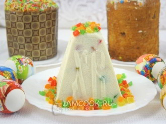 Рецепт творожной пасхи ванильной с цукатами