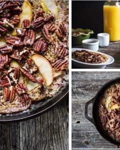 Пудинг из киноа с пеканом, яблоком и ревенем