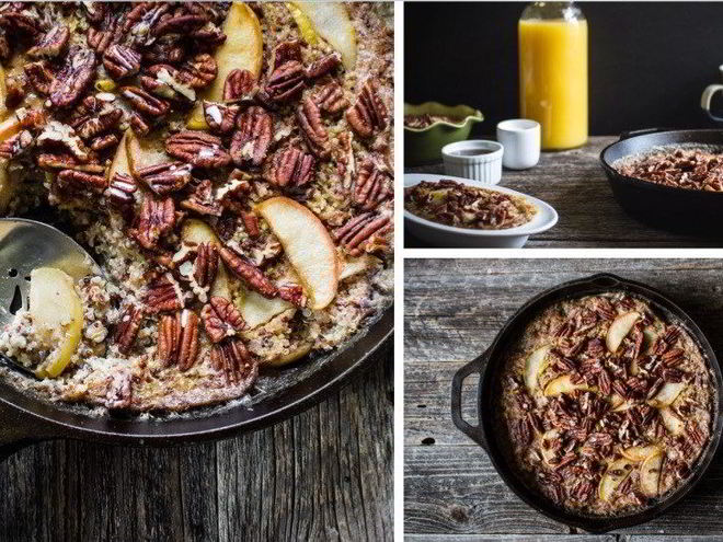 Рецепт пудинга из киноа с пеканом, яблоком и ревенем