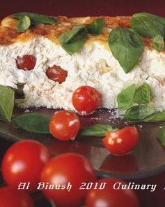 Творожный пудинг с помидорами