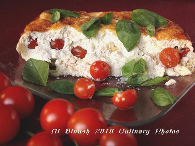 Рецепт творожного пудинга с помидорами