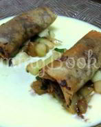 Эгроль с персиками и шоколадным соусом