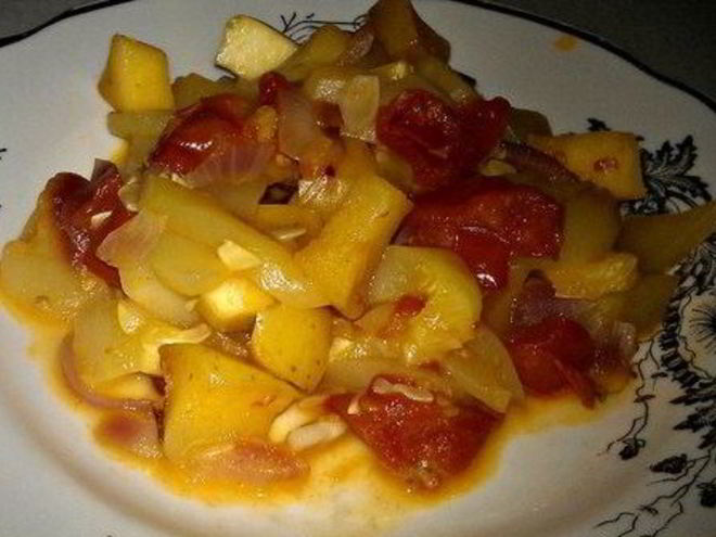 Рецепт гарнира из кабачков с яблоками