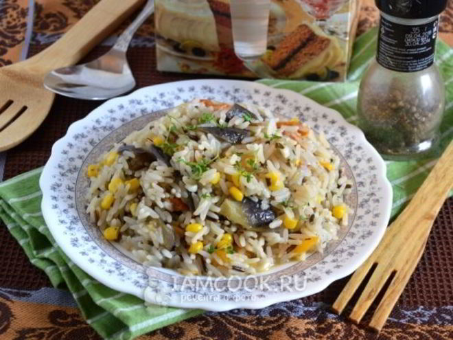 Рецепт гарнира из риса с португальской смесью в мультиварке