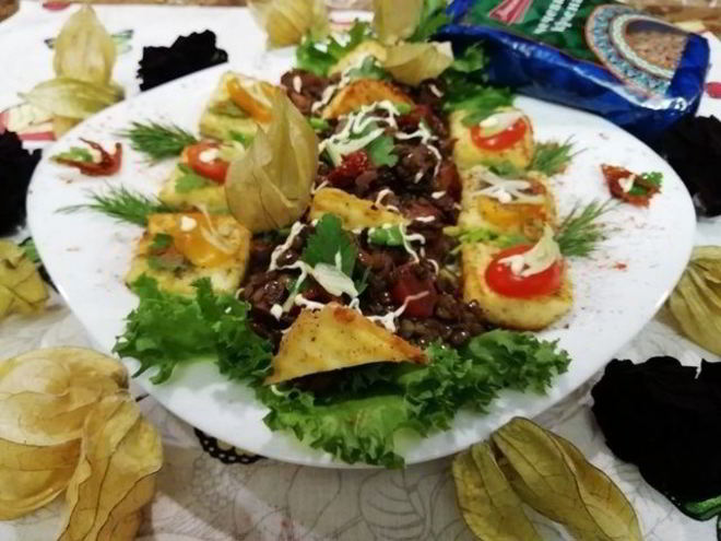 Рецепт чечевицы с лисичками и жареным адыгейским сыром