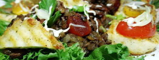 чечевица с лисичками и жареным адыгейским сыром. Шаг 14