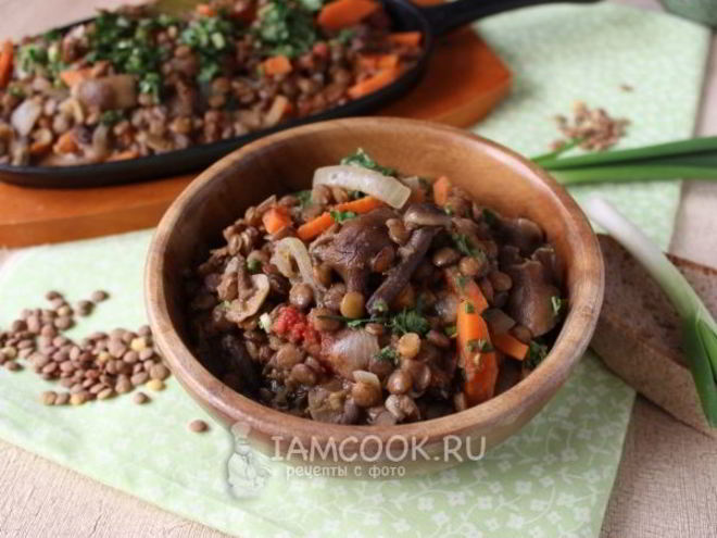 Рецепт чечевицы с опятами