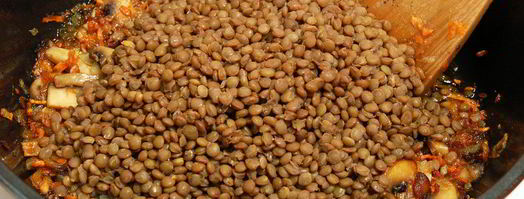 чечевица с шампиньонами. Шаг 3