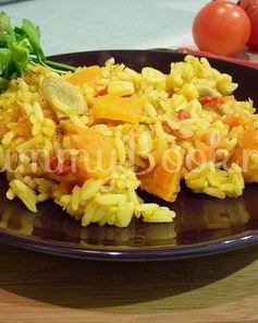 Пряный рис с тыквой и овощами