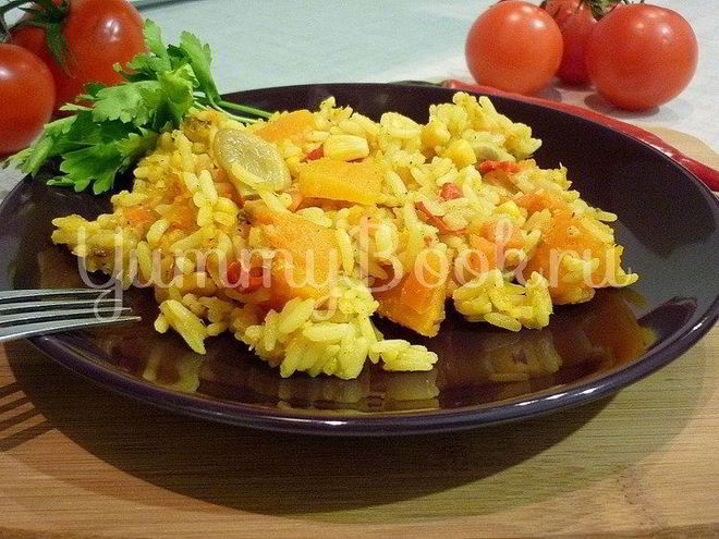 Рецепт пряного риса с тыквой и овощами