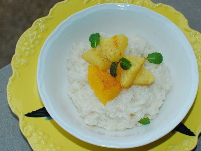 Рецепт риса на кокосовом молоке с манго и ананасом
