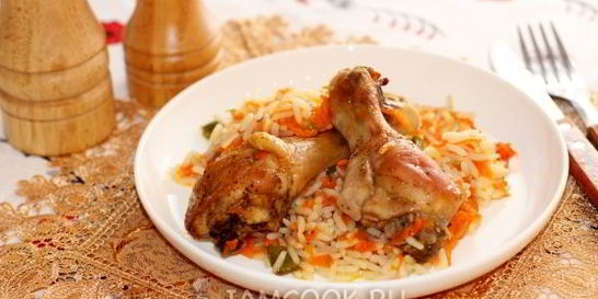 Рис с куриными ножками в духовке