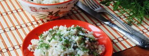 рис с шампиньонами и рубленой курицей. Шаг 12