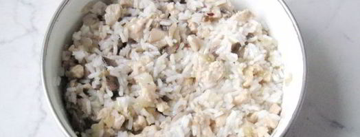 рис с шампиньонами и рубленой курицей. Шаг 10