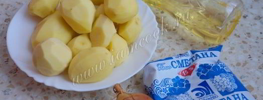 жареный картофель со сметаной и луком. Шаг 3