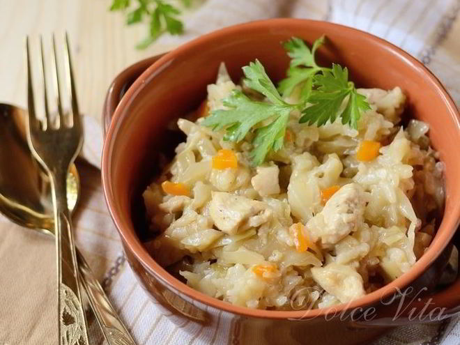 Рецепт ленивых голубцов с курицей