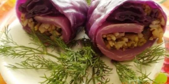 Постные голубцы из краснокочанной капусты
