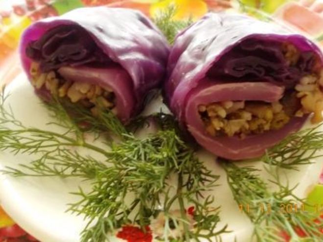 Рецепт постных голубцов из краснокочанной капусты