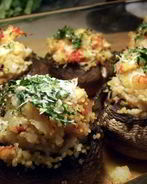 Фаршированные шампиньоны с креветками