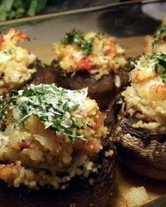 Фаршированные шампиньоны с креветками