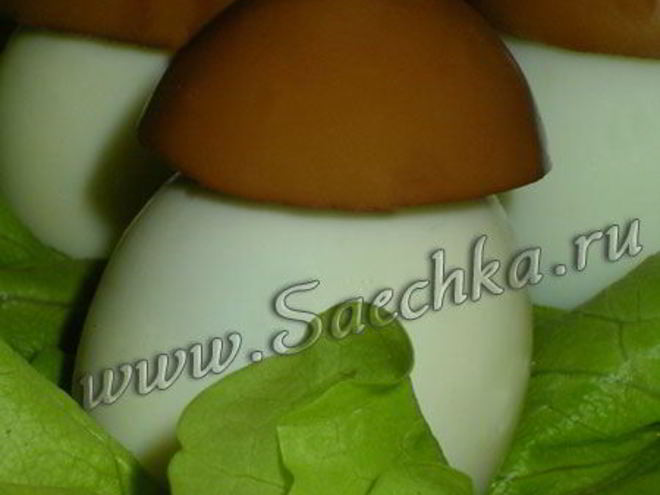 Рецепт грибочков из фаршированных яиц