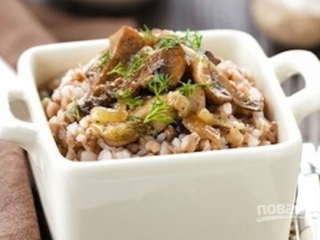 Рецепт грибов с гречкой