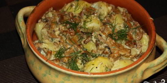 Лисички жареные со сметаной