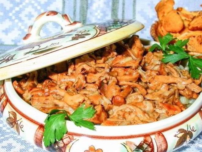 Рецепт лисичек, жареных в сметане