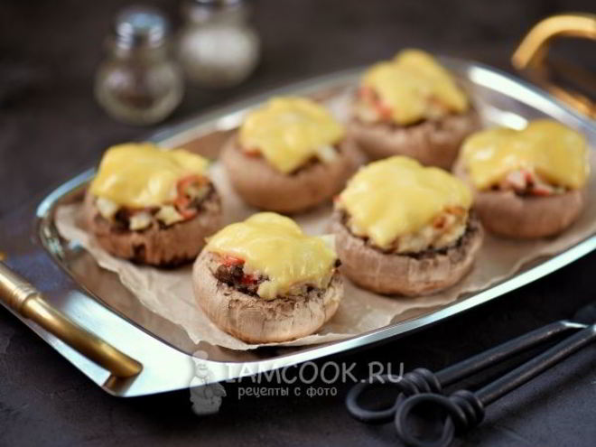 Рецепт шампиньонов, фаршированных снежным крабом