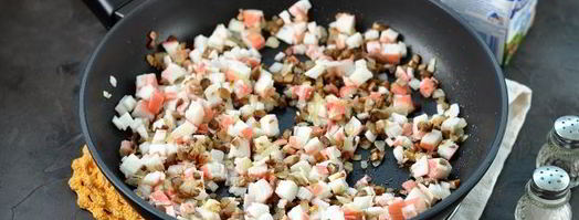 шампиньоны, фаршированные снежным крабом. Шаг 6