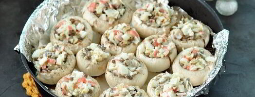 шампиньоны, фаршированные снежным крабом. Шаг 8