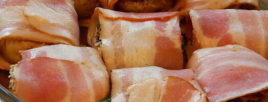 шампиньоны с орехово-сырной начинкой, в беконе. Шаг 4