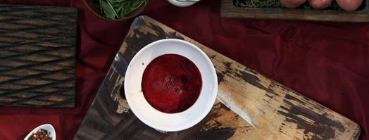 картофельное пюре с белыми грибами и свекольной карамелью. Шаг 2