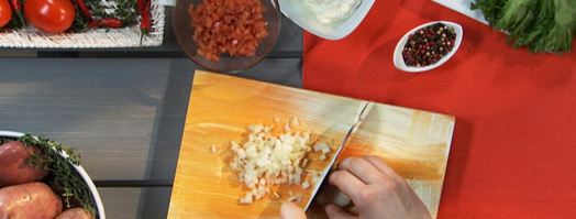 картофельное пюре со сладким перцем и помидорами. Шаг 3