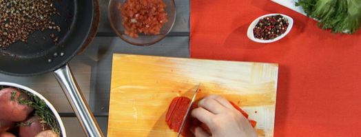 картофельное пюре со сладким перцем и помидорами. Шаг 5